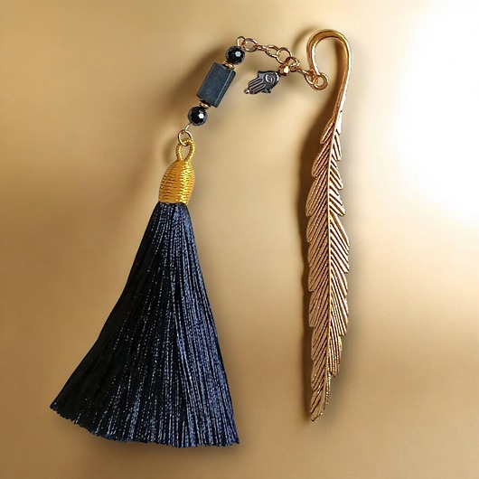 zakładki do książek OCHRONA : zakładka PREMIUM : czarny turmalin, hamsa