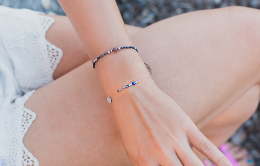bransoletki z kamieni naturalnych Delikatna Bransoletka Zodiac Strzelec Szafir Lapis Lazuli Sodalit