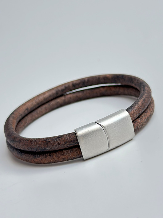 biżuteria męska Bransoletka męska skórzana szaro-brązowa