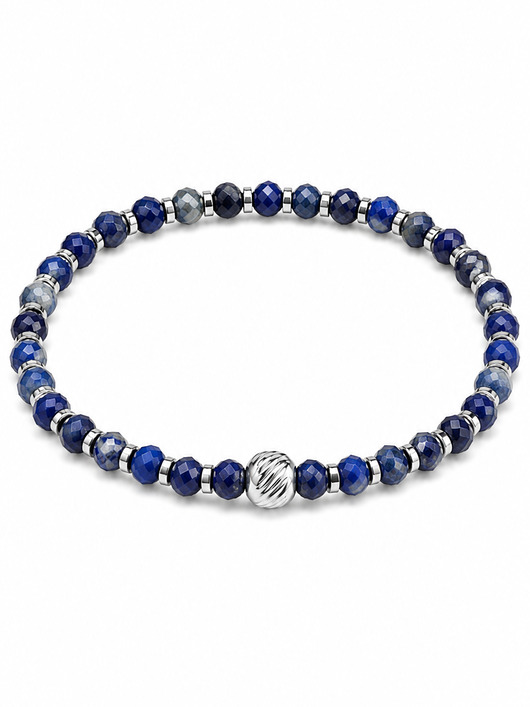 biżuteria męska Lapis Lazuli, Hematyt i Stal minimalistyczna bransoletka