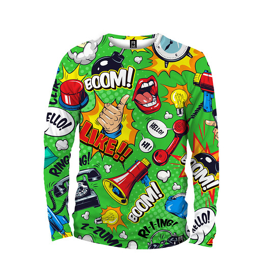 bluzy męskie Koszulka Longsleeve Męska DR.CROW Komiks Green