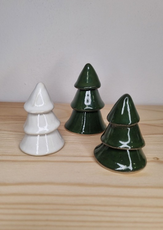 dekoracje świąteczne Ceramiczne choinki dekoracyjne - zestaw