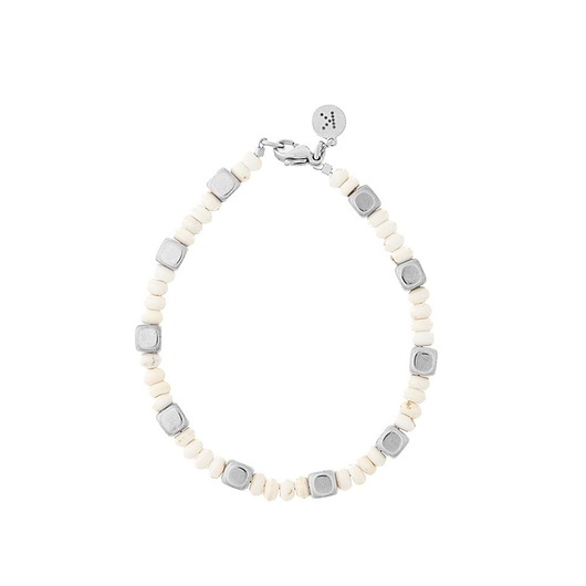 bransoletki z kamieni naturalnych Bransoletka Boho Chic - Howlit - Srebrna