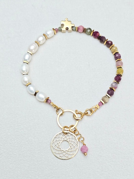 bransoletki z kamieni naturalnych Bransoletka Pół na Pół z Puzlem