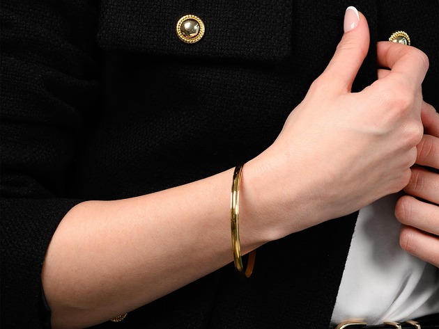 bransoletki złote Bransoletka srebrna , pozłacana, koło z wzorem do medytacji