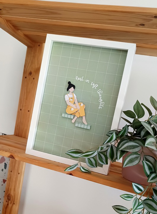 grafiki i ilustracje "Lost in soft thoughts" - ilustracja przestrzenna z papieru, kolaż