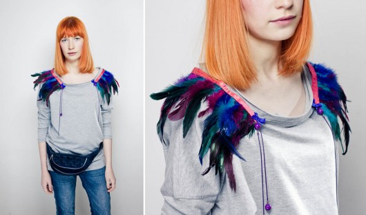 Bluza pagony pióra chabrowa S M  Benni