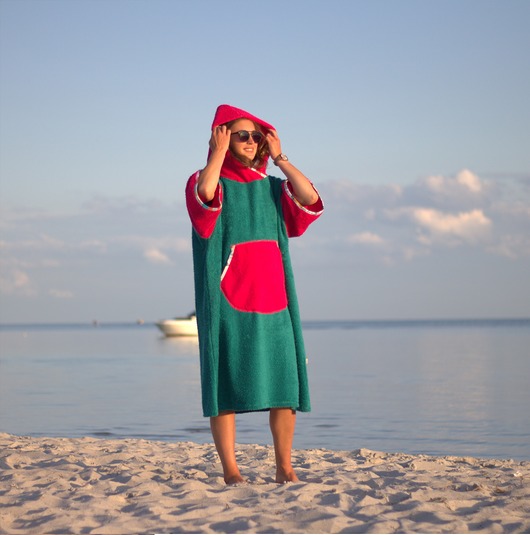 stroje kąpielowe i kostiumy kąpielowe damskie Szlafrok dla morsa - Surf Poncho - Green Energy