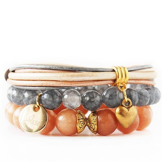 bransoletki z kamieni naturalnych Peaches & Grey  Set