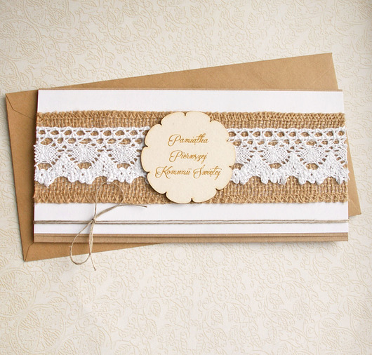 kartki na komunię Kartka-kopertówka komunijna BIEL