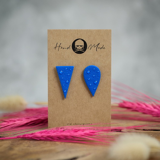 kolczyki z masy plastycznej Kolczyki Nie Do Pary - chabrowe