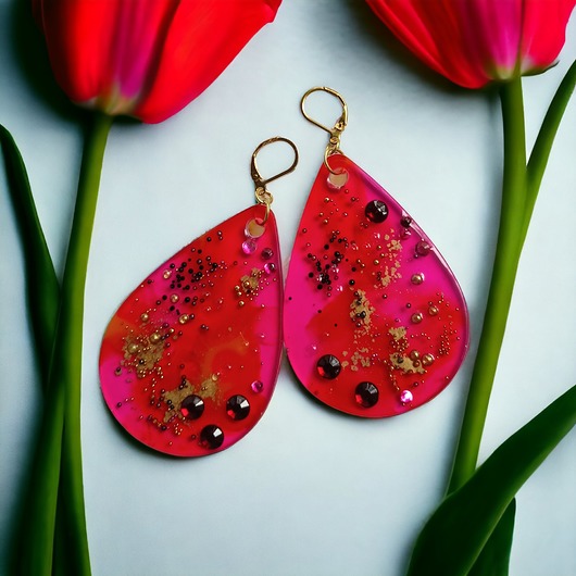 kolczyki z żywicy UNIKATOWE kolczyki z żywicy : kolekcja PICASSO : XL II