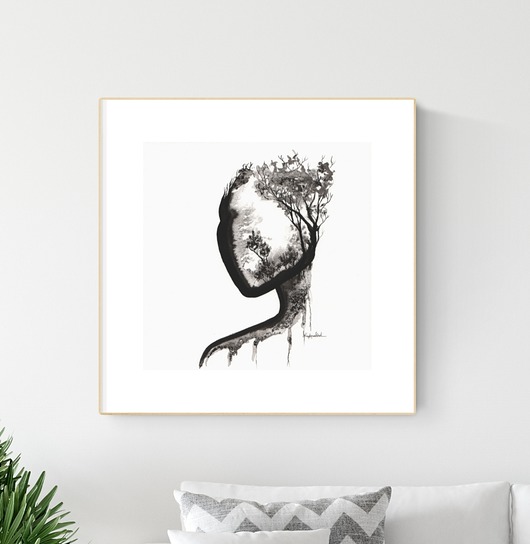 grafika 30X30 cm wykonana ręcznie MiniMalArt