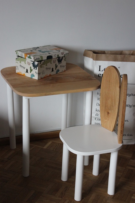 Krzesełko królik + stolik dąb Little Wood Bunny