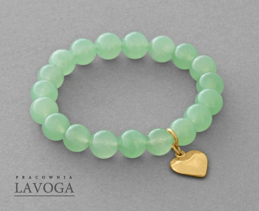 Green jade with heart pendant. Lavoga
