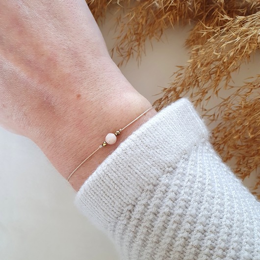 Bransoletka z opalem różowym LEI handmade 