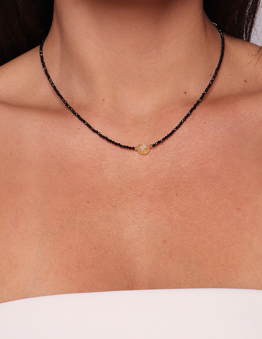 naszyjniki - inne Naszyjnik z kamieni naturalnych czarny turmalin cytryn hematyt