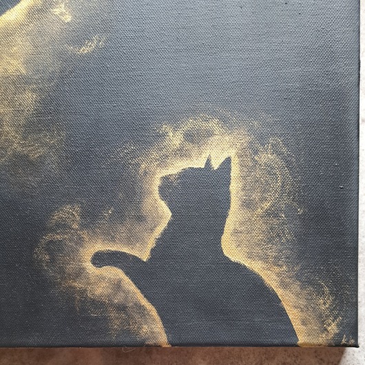 obrazy Obraz olejny 40x50 zaćmienie kot złoto minimalizm księżyc noc dekoracja