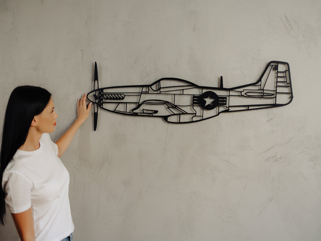 Ozdoby na ścianę Myśliwiec P51 Mustang metalowa ozdoba na ścianę 3D