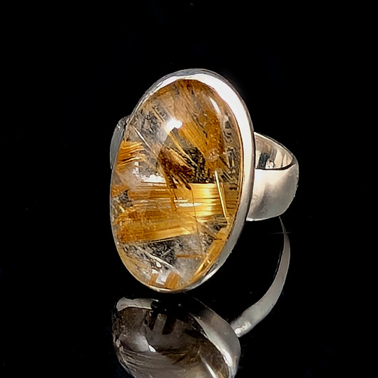 pierścionki srebrne Pierścionek złociste igiełki w kwarcu