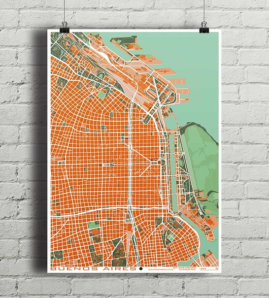 Buenos Aires - plakat kartograficzny minimalmill