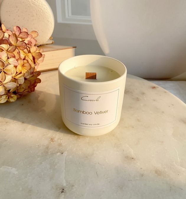 świeczniki i świece Bamboo Vetiver- 135 g świeca sojowa naturalna (dostępne inne zapachy)