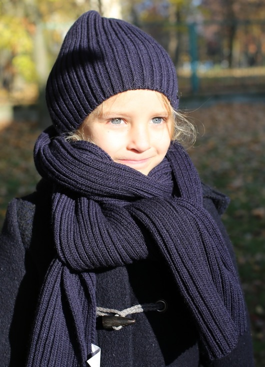 Zimowy wełniany szalik NAVY Le petit cochonnet