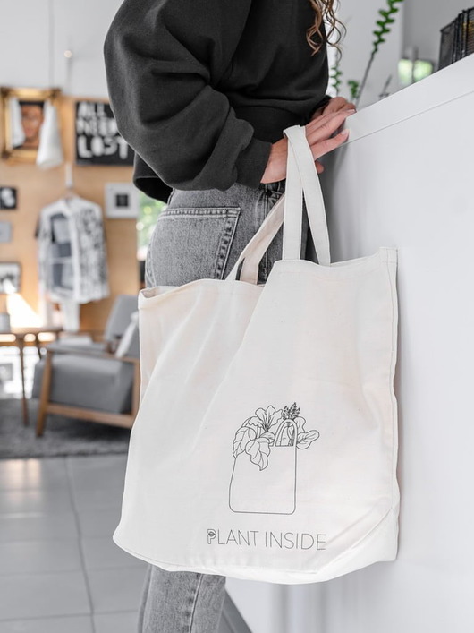 torby na zakupy Torba bawełniana z nadrukiem roślinnym - duża - Plant Inside