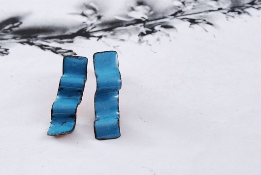 RIBBON  blue/orange &#8211; kolczyki Dorota Oyrzanowska