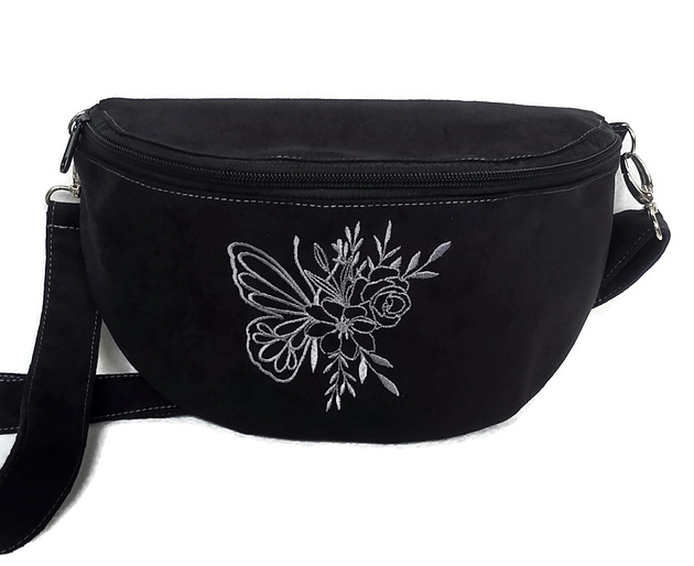 torebki, worki i plecaki dziecięce Nerka czarna z motylem haft