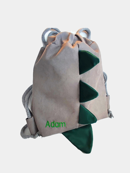 torebki, worki i plecaki dziecięce Worek dla chłopca  przedszkolaka z imieniem dinosaur