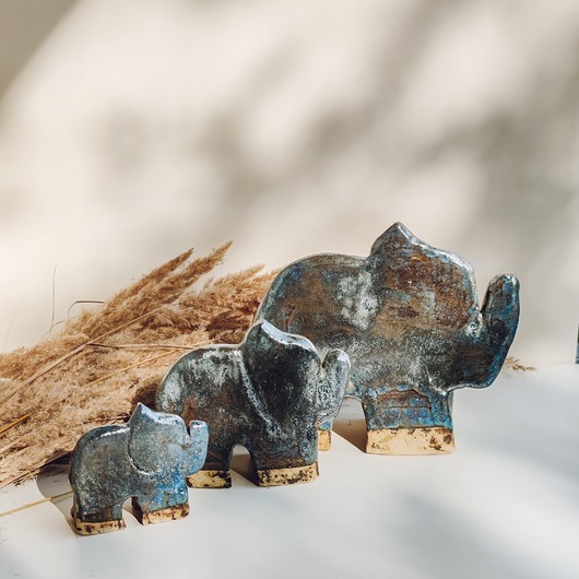 figurki i rzeźby Ceramiczny  duży słoń dekoracyjny