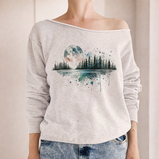 bluza bez kaptura damska Szara bluza oversize Księżyc Las