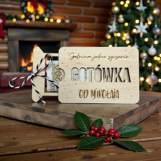 Boże Narodzenie - inne Pudełko na pieniądze GOTÓWKA prezent świąteczny Mikołaj PERSONALIZACJA