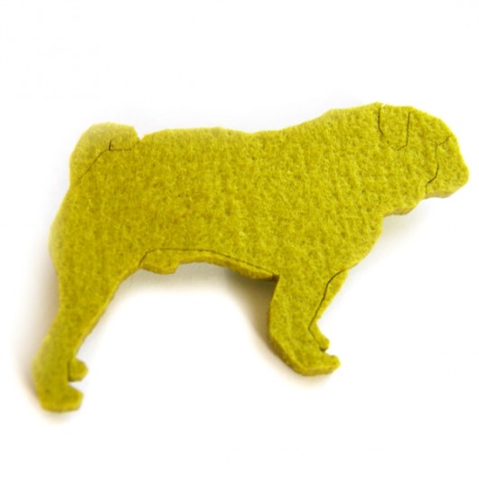 Born in 80&#039;s - broszka limonkowy mops Pink Pug Design