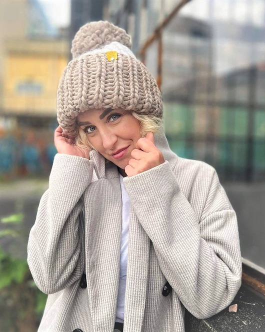 czapki damskie WOOLY POM POM wełniana czapka z dużym pomponem