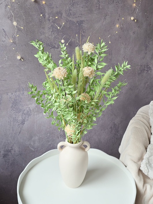 dodatki - różne Limonkowy bukiet z suszonych kwiatów, Kompozycja do wazonu