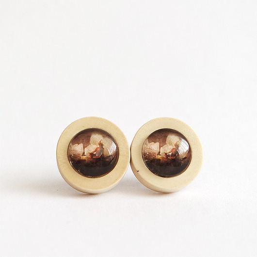 kolczyki drewniane Kolczyki drewniane - Medytacja - sztyfty