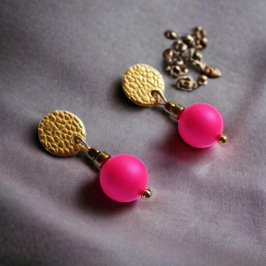 kolczyki swarovski Swarovski neon pearls : neon pink