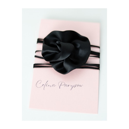 chokery Czarny choker z jedwabiu
