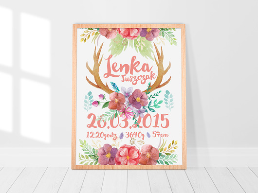 Metryczka narodzin dziecka - Boho Styl - A3 Bajkowe Obrazki