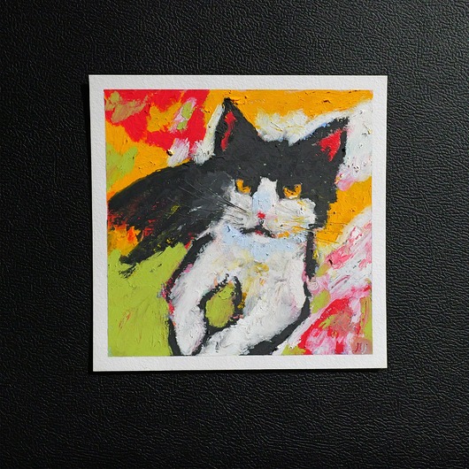 obrazy Kot Bonifacy obraz pastela olejna 15x15 cm