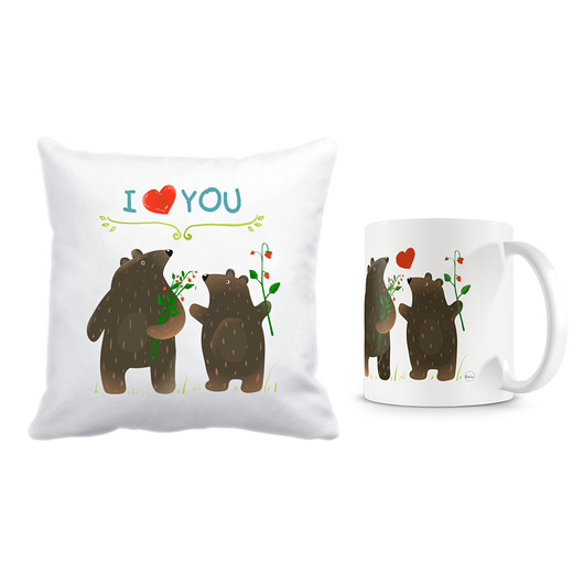 zestaw. kubek i poszewka. zakochane misie Love Life and Forest