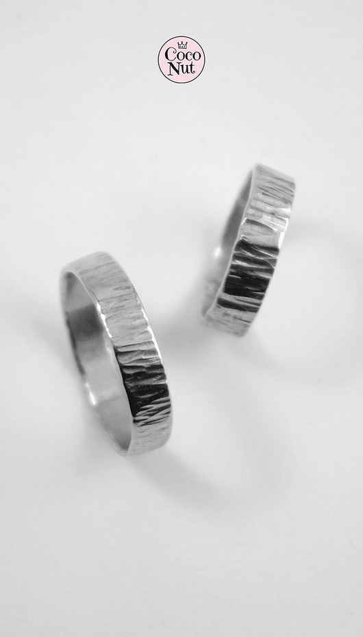 obrączki ślubne Obrączki TUNDRA - srebro jasne fakturowane