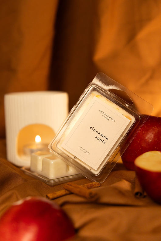 świeczniki i świece Wosk Sojowy zapachowy do kominka Cinamon Apple