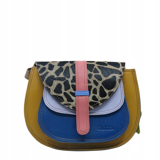 torby na ramię Torebka damska na ramię skórzana pojemna kolorowa ze skrawków eko OLIVKA