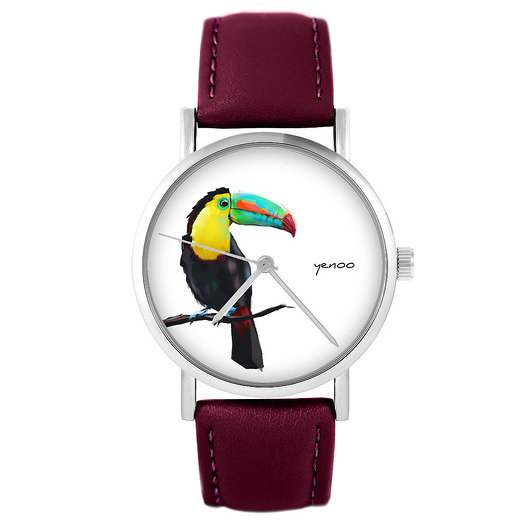 zegarki unisex Zegarek - Tukan - skórzany, burgund