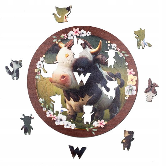 puzzle dla dzieci Puzzle drewniane Urocza Krówka 40 elementów XL