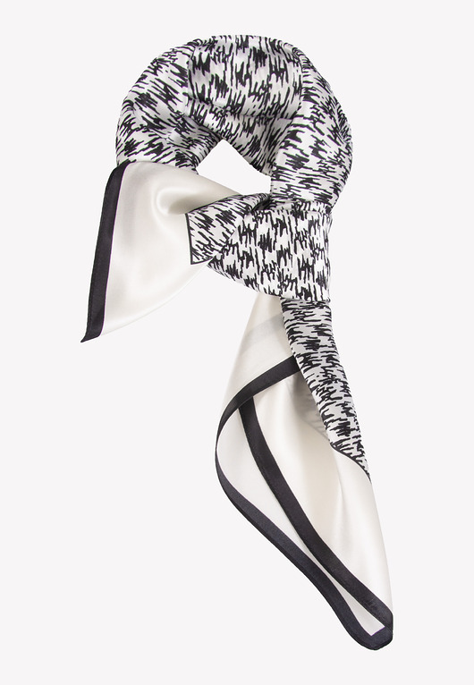 apaszki Elegancka średnia apaszka damska jedwabna w pepitkę 68cm x68cm