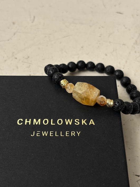 biżuteria męska Bransoletka męska Cytryn i Lawa